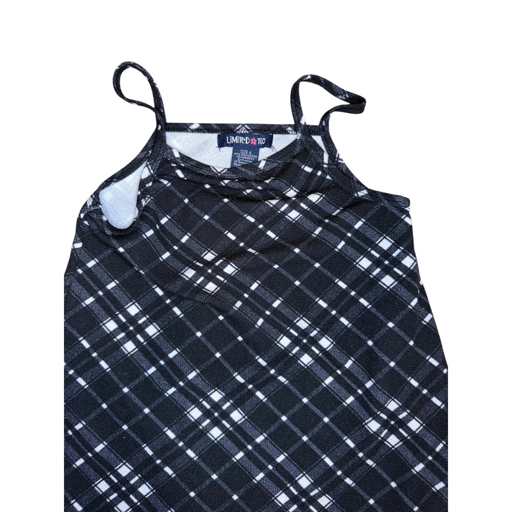Y2K Limited Too Plaid Dress Kids 6 Black Spaghetti Strap Excellent Condition